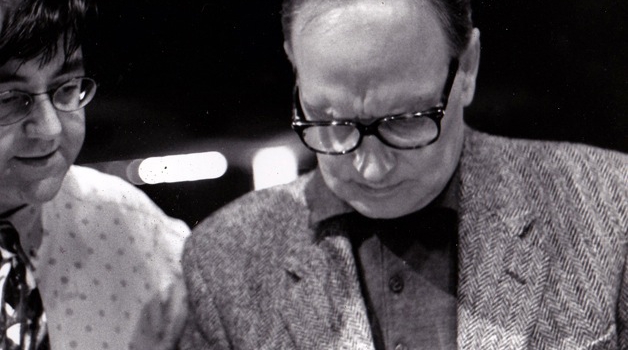 con Ennio Morricone in occasione della prima del suo Quarto Concerto (Roma, 1994)