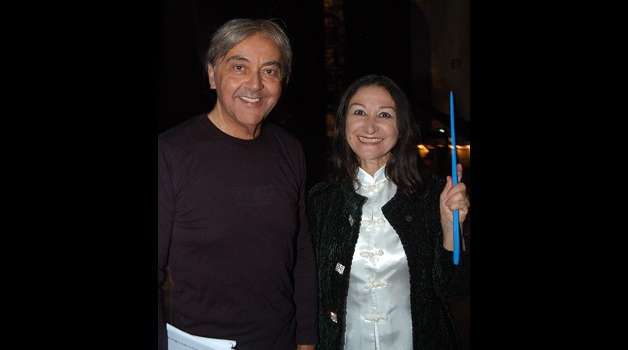 con l'attrice Ermanna Montanari (Spoleto, 2014)